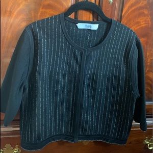 Designer sweater w/ 3/4 sleeves, silver-thread